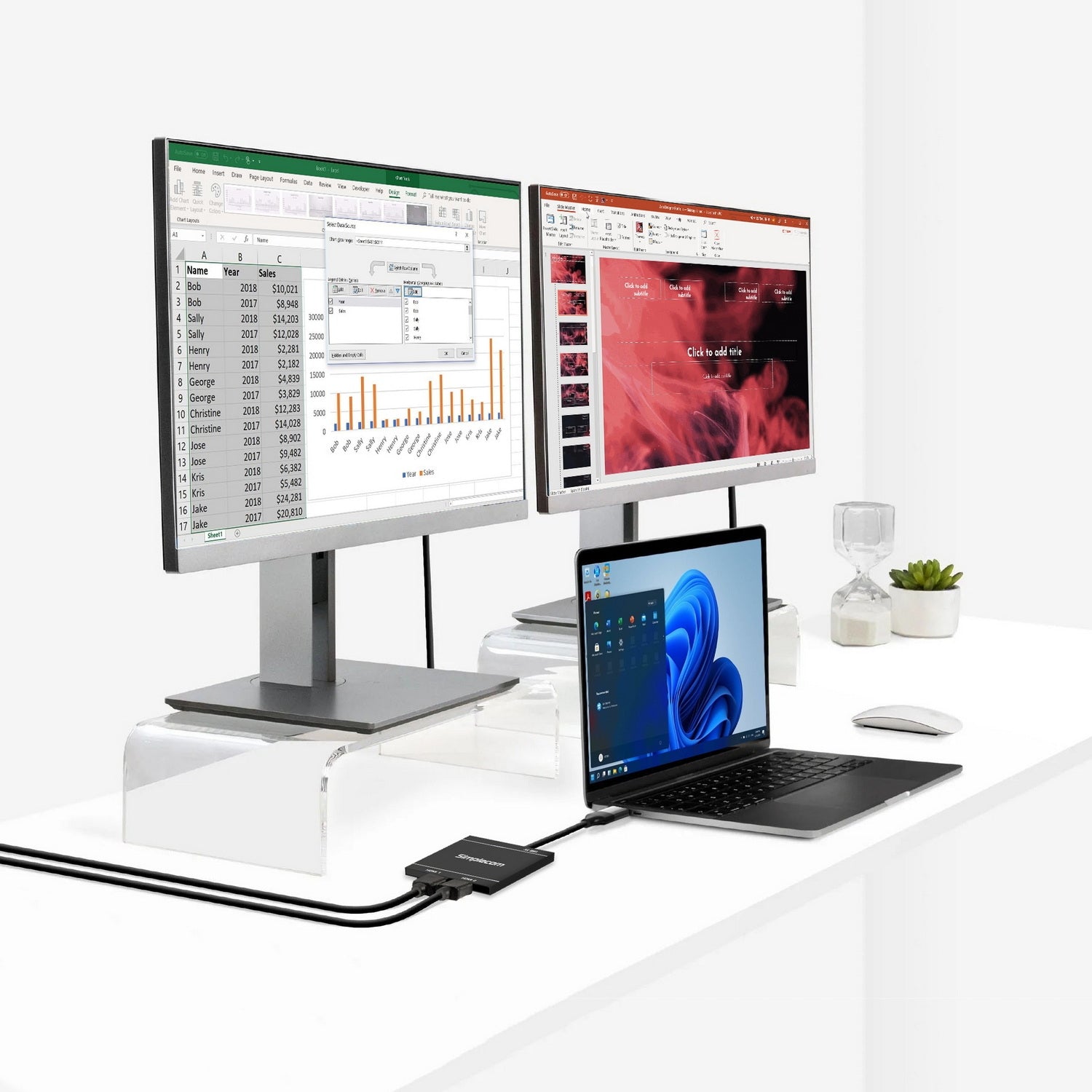 Simplecom DA327 USB 3.0 or USB-C to Dual HDMI Display Adapter for 2x 1080p Extended Screens V28-DA327
