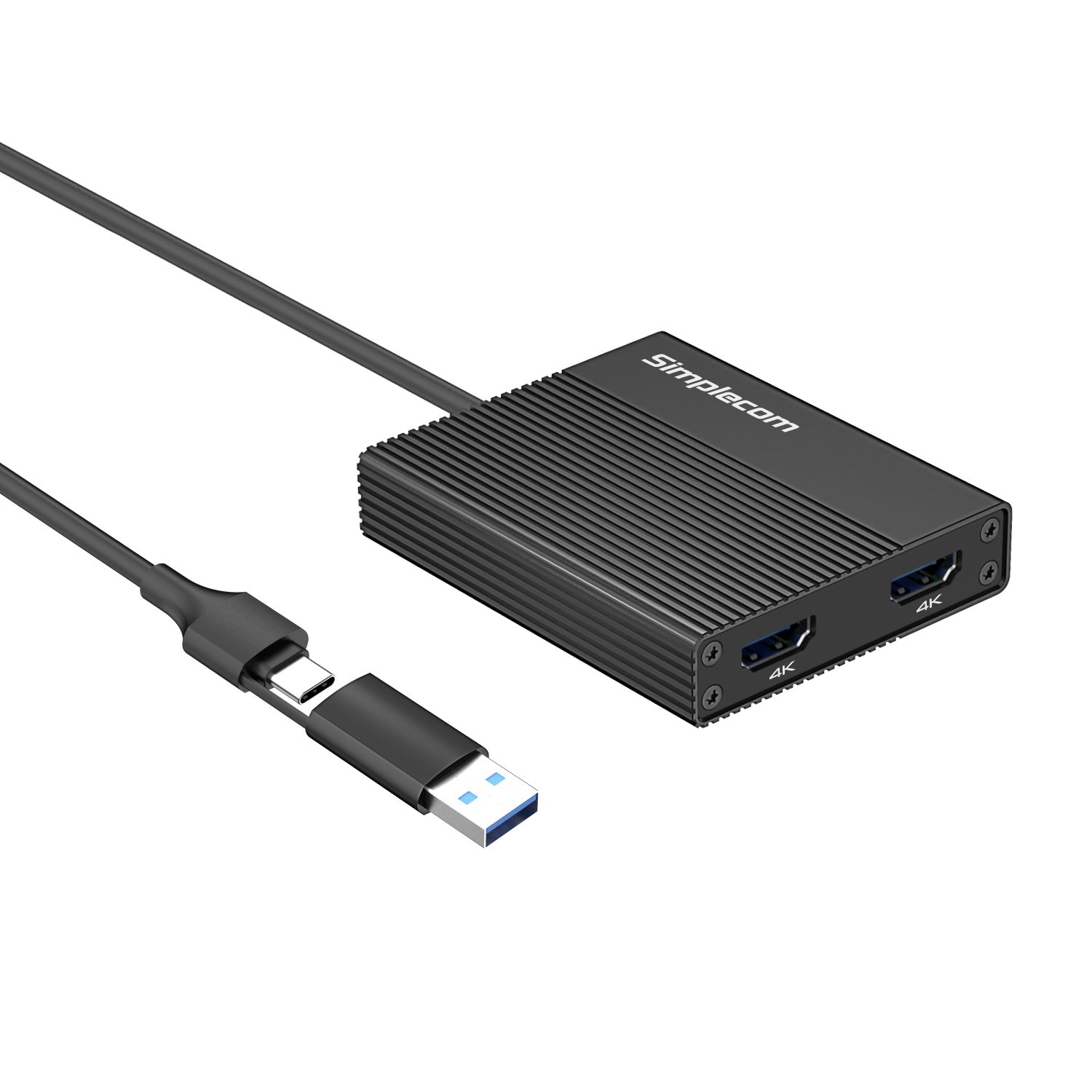 Simplecom DA369 USB 3.0 or USB-C to Dual 4K HDMI 2.0 Display Adapter for 2x 4K@60Hz Extended Screens V28-DA369