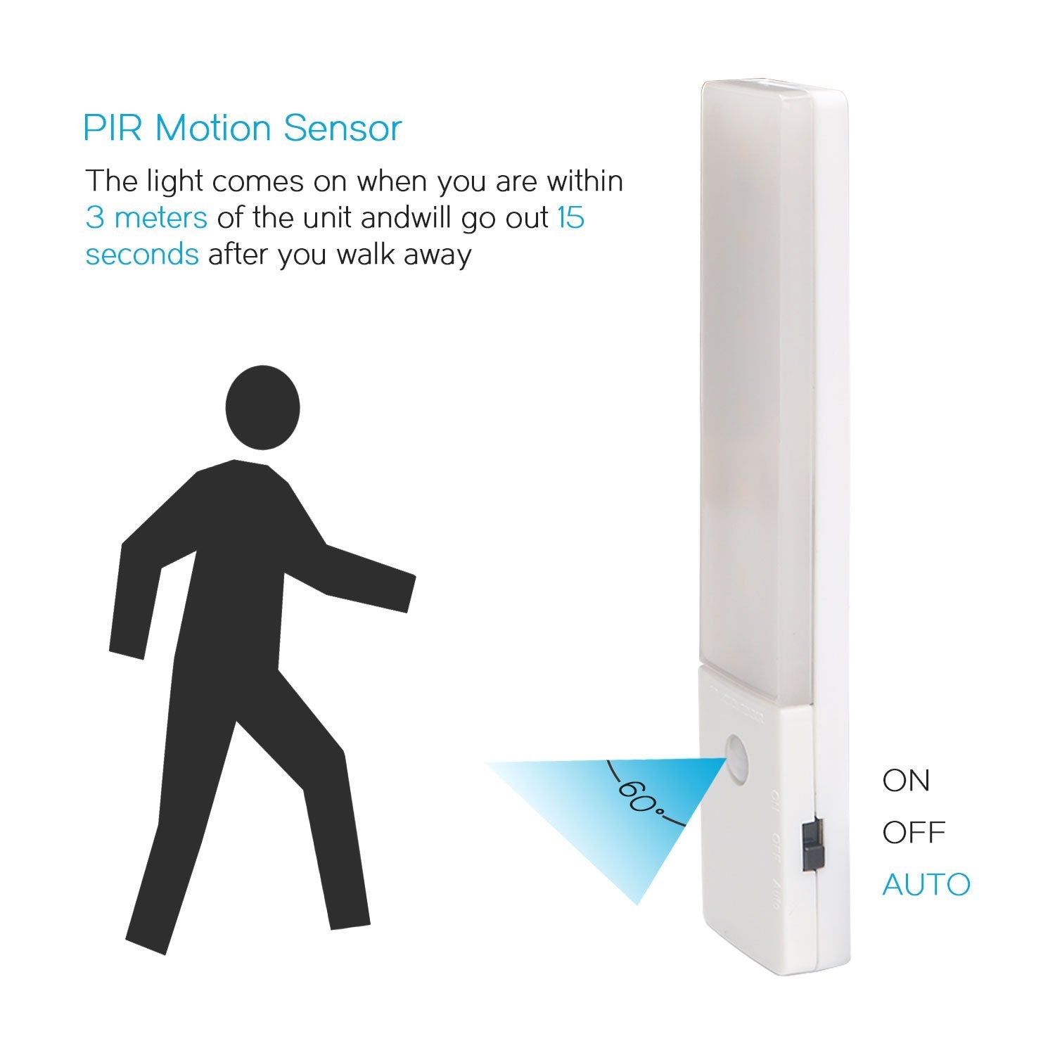 EL608 Rechargeable Infrared Motion Sensor Wall LED Night Light Torch (Warm White) V28-EL608-3K