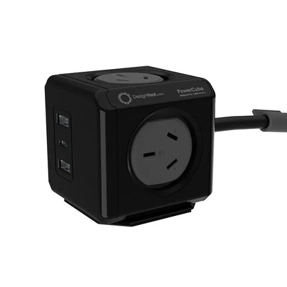Allocacoc PowerCube Extended 4 Outlets 2 USB-A + 1 USB-C PD 20W with Surge 1.5M Black (11407-AUEUAC) V28-ELEALL11407BK