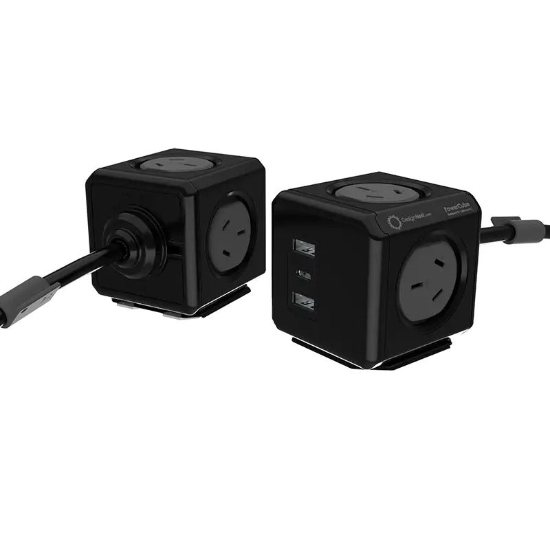 Allocacoc PowerCube Extended 4 Outlets 2 USB-A + 1 USB-C PD 20W with Surge 1.5M Black (11407-AUEUAC) V28-ELEALL11407BK