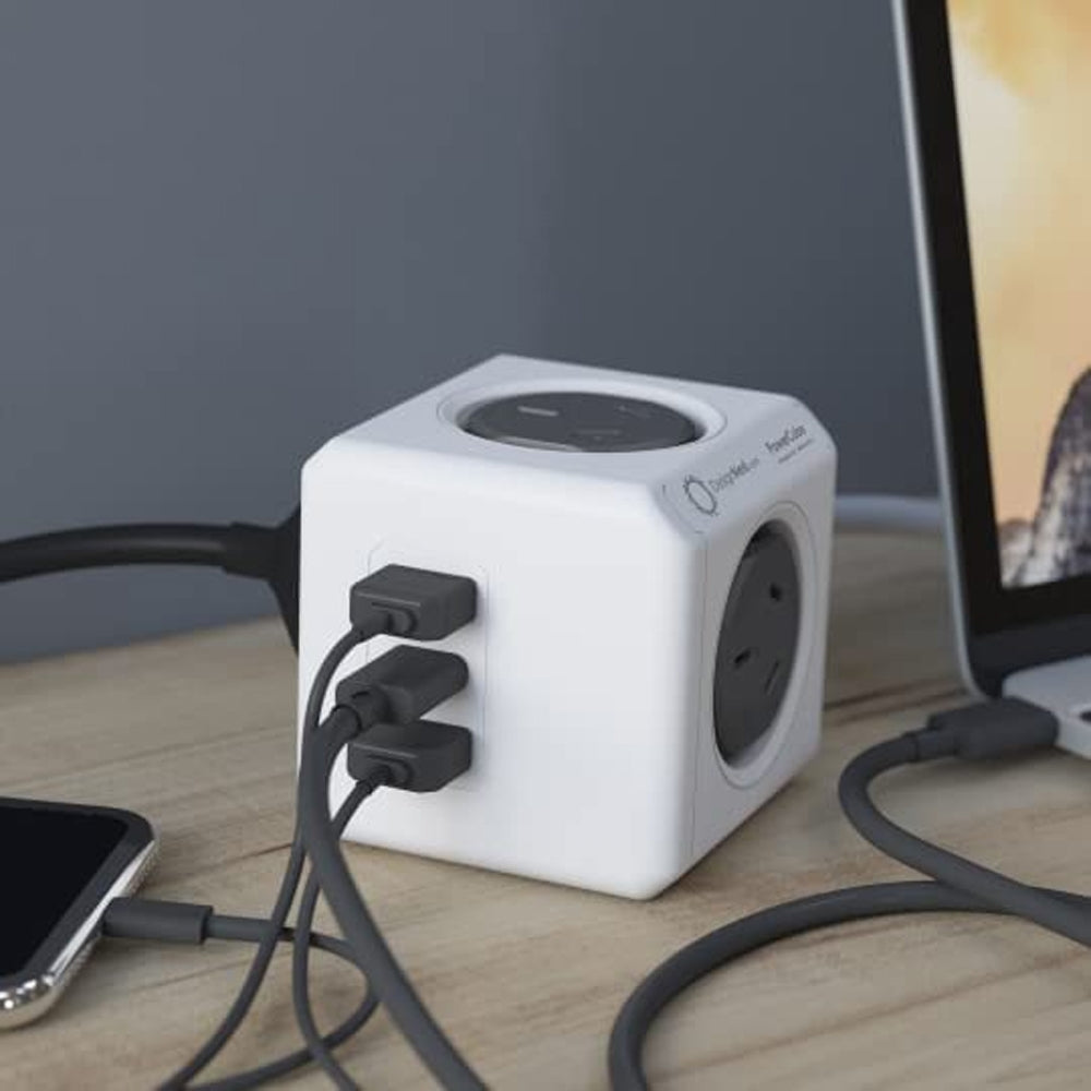 Allocacoc PowerCube Extended 4 Outlets 2 USB-A + 1 USB-C PD 20W with Surge 1.5M Grey (11407-AUEUAC) V28-ELEALL11407GY