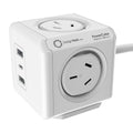 Allocacoc PowerCube Extended 4 Outlets 2 USB-A + 1 USB-C PD 20W with Surge 1.5M White (11407-AUEUAC) V28-ELEALL11407WH