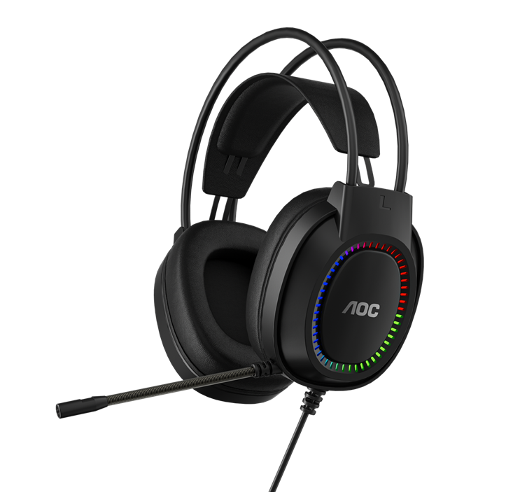 AOC ACG2500BK Wired RGB USB Gaming Stereo Headset 2M Cable Black V28-ELEAOCACG2500BK