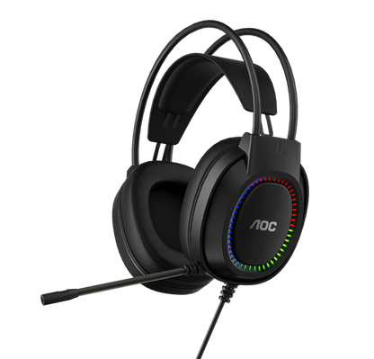 AOC ACG2500BK Wired RGB USB Gaming Stereo Headset 2M Cable Black V28-ELEAOCACG2500BK