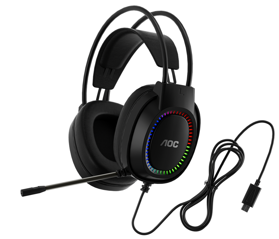 AOC ACG2500BK Wired RGB USB Gaming Stereo Headset 2M Cable Black V28-ELEAOCACG2500BK