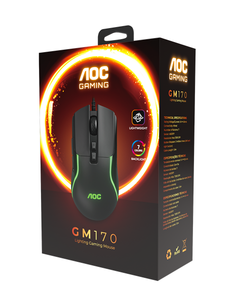 AOC GM170 Wired RGB Gaming Mouse 7-Key V28-ELEAOCGM170