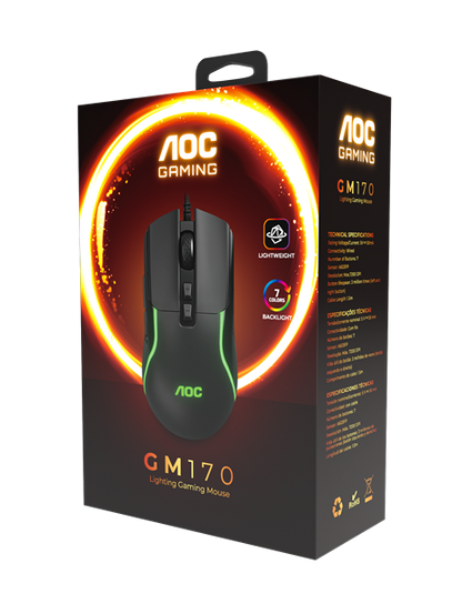 AOC GM170 Wired RGB Gaming Mouse 7-Key V28-ELEAOCGM170