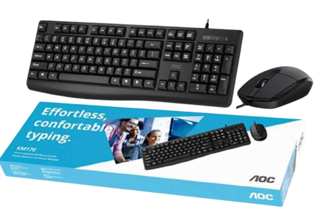 AOC KM170B/97 Wired Home & Office Keyboard + Mouse Combo 1.5M cables Black V28-ELEAOCKM170B97