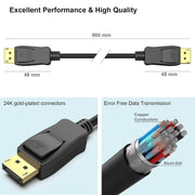 BENFEI 000200BK [VESA Certified] DP to DP Male to Male Cable 3M Supports 8K@60Hz Compatible with Lenovo, V28-ELEBEN000200BK