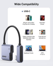 BENFEI 000413GY USB-C to USB-C Audio Headphone + Data Transfer and Charging Adapter V28-ELEBEN000413GY