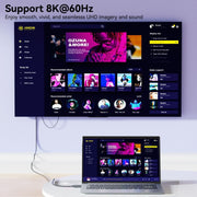 BENFEI 000419GY 8K DisplayPort V1.4 to HDMI V2.1 Aluminum Shell, Nylon Braided Cable 1.8M V28-ELEBEN000419GY