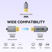 BENFEI 000419GY 8K DisplayPort V1.4 to HDMI V2.1 Aluminum Shell, Nylon Braided Cable 1.8M V28-ELEBEN000419GY