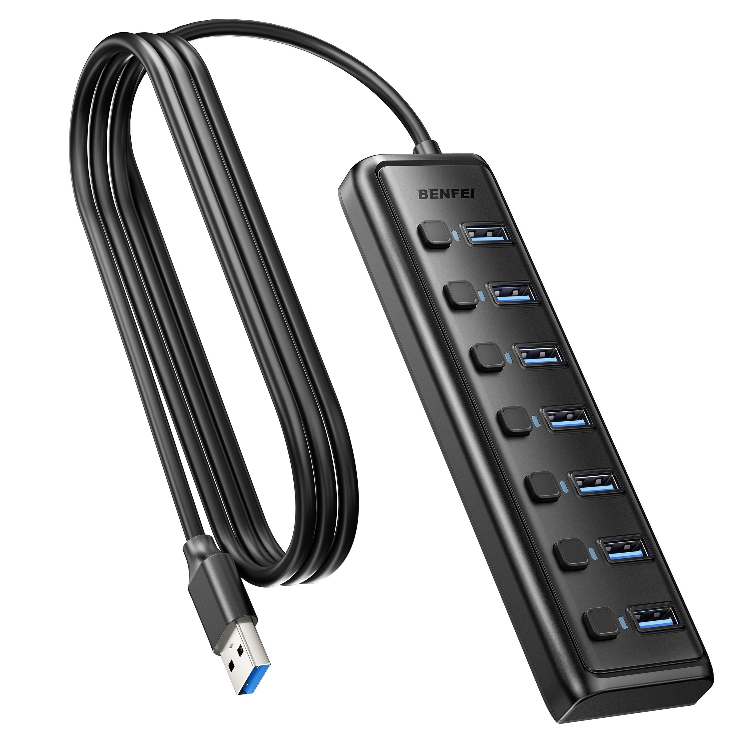 BENFEI 000425BK USB3.0 to 7 Port USB3.0 HUB (Black) V28-ELEBEN000425BK
