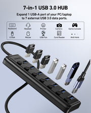 BENFEI 000425BK USB3.0 to 7 Port USB3.0 HUB (Black) V28-ELEBEN000425BK