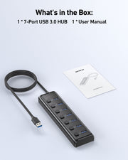 BENFEI 000425BK USB3.0 to 7 Port USB3.0 HUB (Black) V28-ELEBEN000425BK