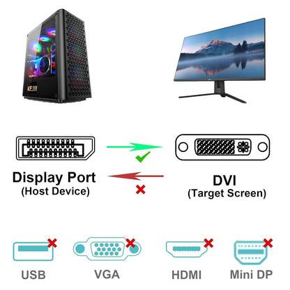 BENFEI 000125BK-10F DisplayPort to DVI Cable Male-Male Gold-Plated Cord Cable 3Mlated V28-ELEBEN125BK10F