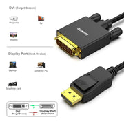BENFEI 000125BK-10F DisplayPort to DVI Cable Male-Male Gold-Plated Cord Cable 3Mlated V28-ELEBEN125BK10F