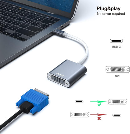 BENFEI 000164GY USB C to DVI Adapter [Thunderbolt 3/4 Compatible] V28-ELEBEN164GY