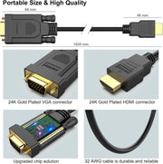 BENFEI HDMI to VGA Male to Male1.8M Cable V28-ELEBEN181BK