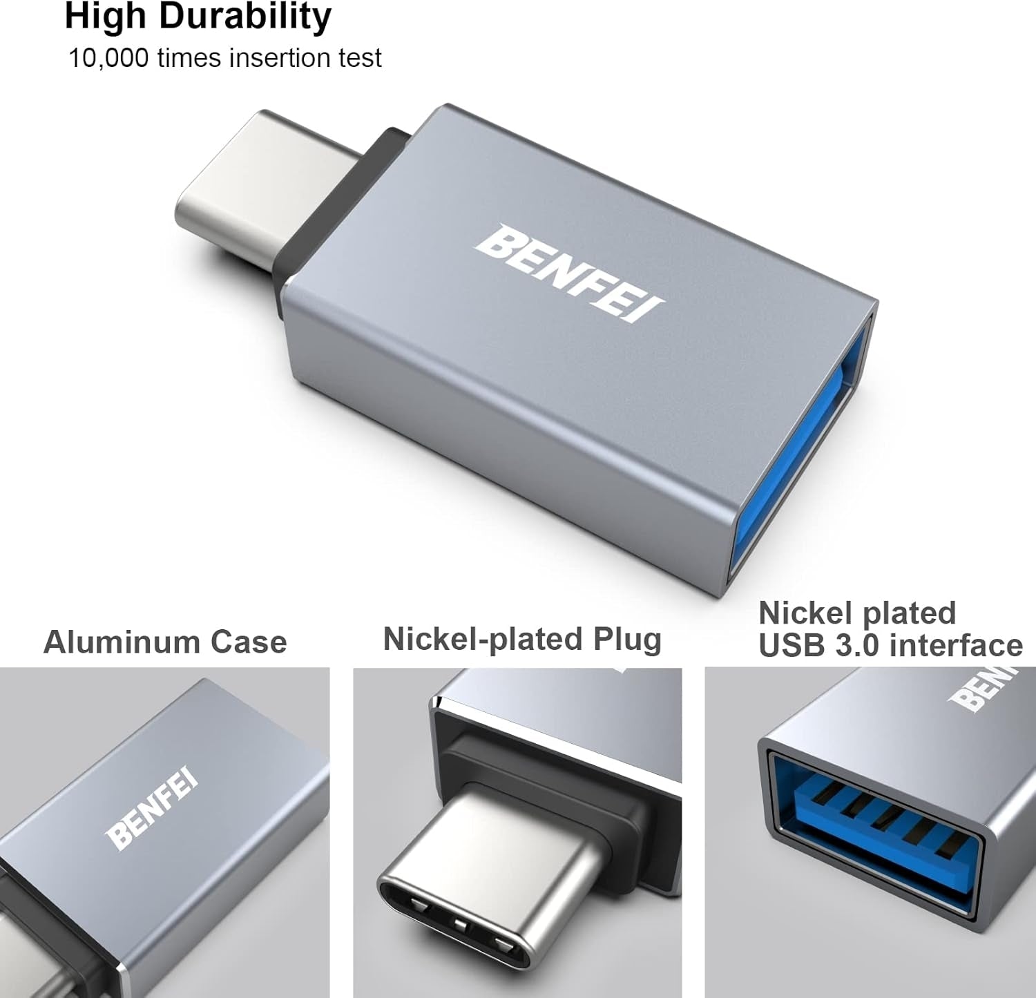 BENFEI USB C to USB 3.0 Adapter, USB C to A Male to Female Adapte V28-ELEBEN191GY1P