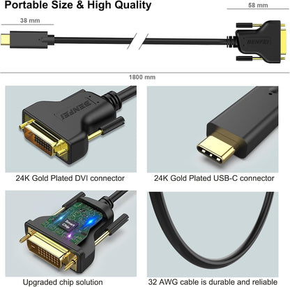 BENFEI USB C to DVI Cable 1.8m V28-ELEBEN205BK