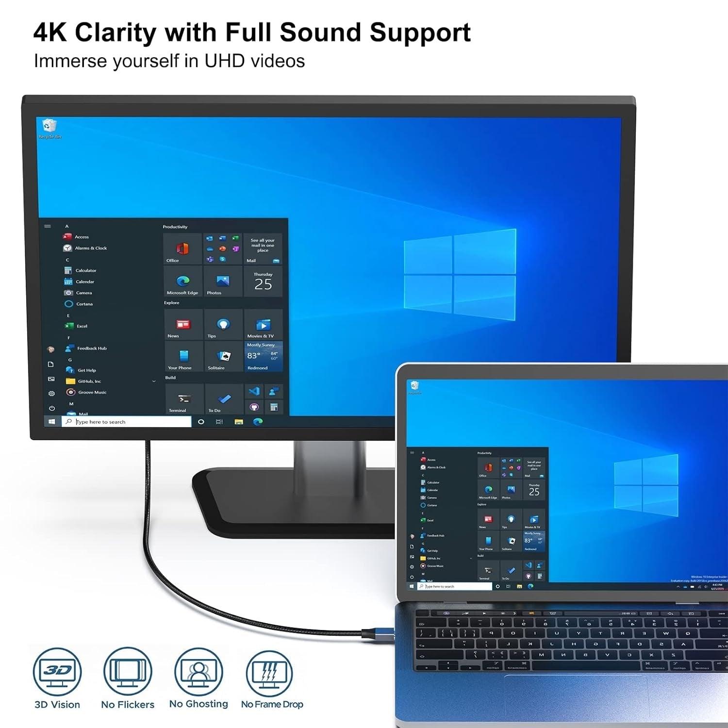 BENFEI 207GY-3F USB-C to DP 0.9m 8K@60Hz Thunderbolt 3 V28-ELEBEN207GY3F