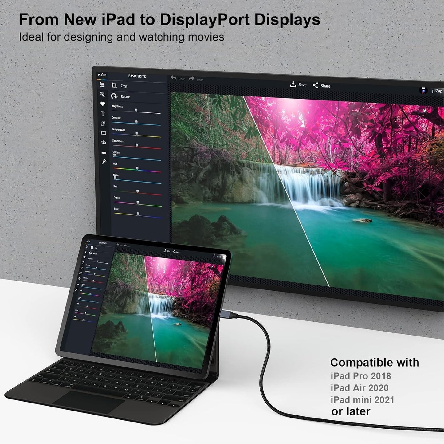 BENFEI 207GY-6F USB-C to DP 1.8M 8K@60Hz Thunderbolt 3 V28-ELEBEN207GY6F