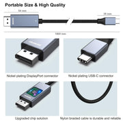 BENFEI 207GY-6F USB-C to DP 1.8M 8K@60Hz Thunderbolt 3 V28-ELEBEN207GY6F