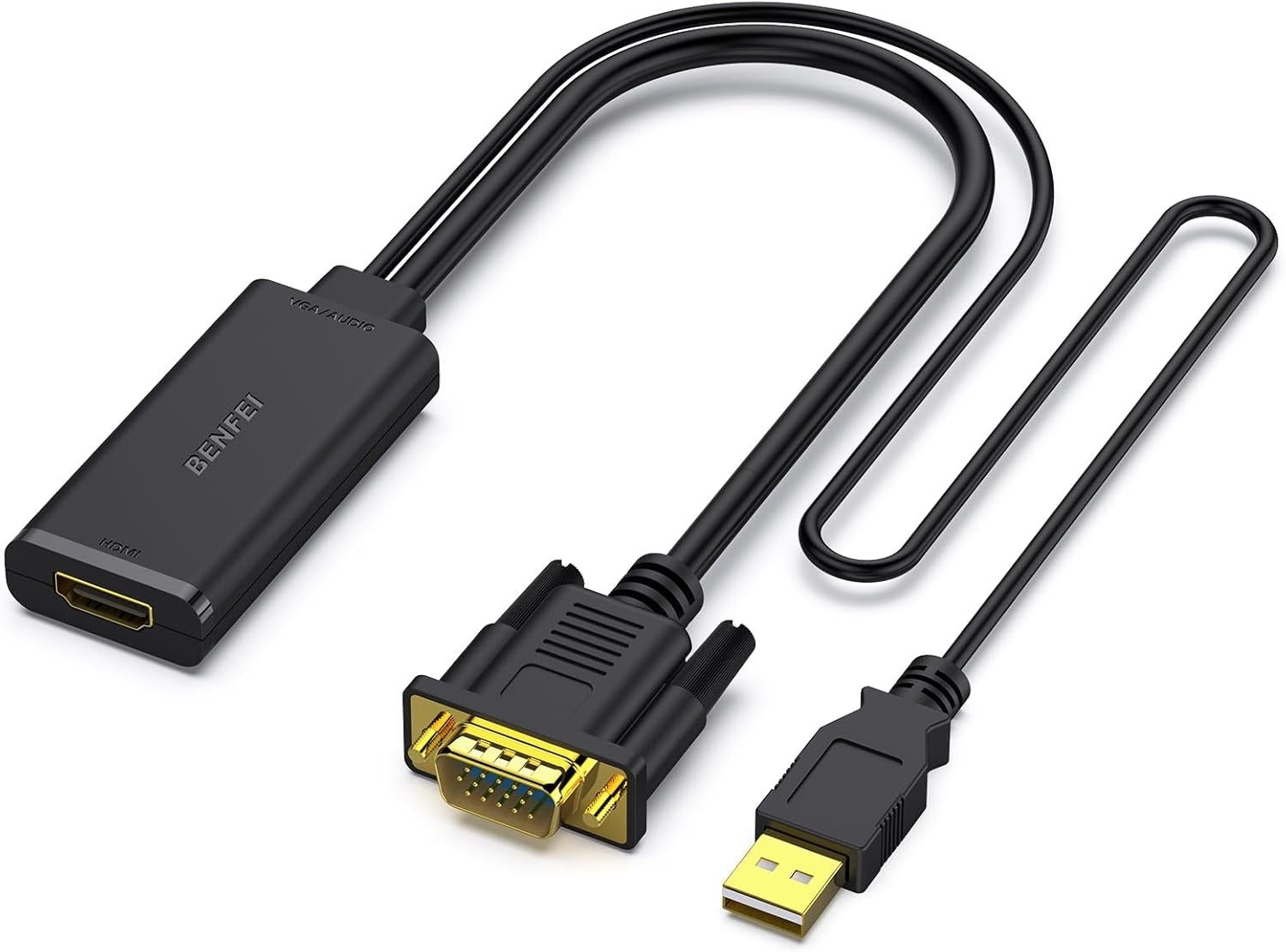 BENFEI 210BK VGA to HDMI Adapter with Audio Support and 1080P Resolution V28-ELEBEN210BK