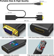 BENFEI 210BK VGA to HDMI Adapter with Audio Support and 1080P Resolution V28-ELEBEN210BK
