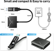 BENFEI 221BK USB 3.0 to SATA III Hard Drive Adapter for 2.5/3.5-inch HDD/SSD with 12V/2A Power Adapter, V28-ELEBEN221BK