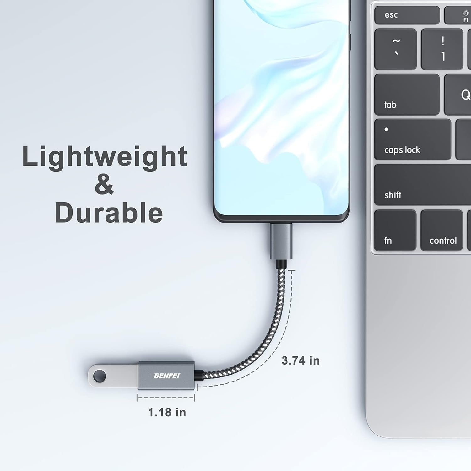 BENFEI 262GY-2P USB 3.0 USB-C to USB-A Adapter (2-pack) V28-ELEBEN262GY2P