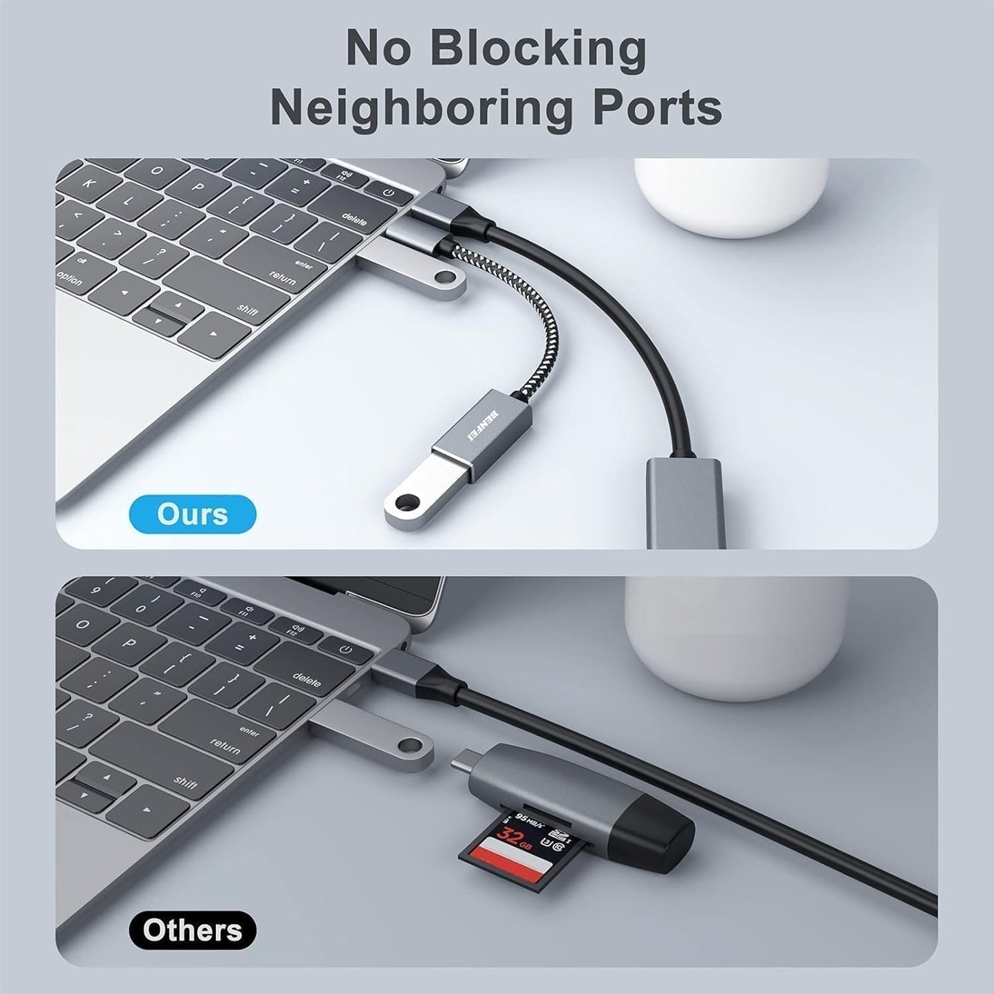 BENFEI 262GY-2P USB 3.0 USB-C to USB-A Adapter (2-pack) V28-ELEBEN262GY2P