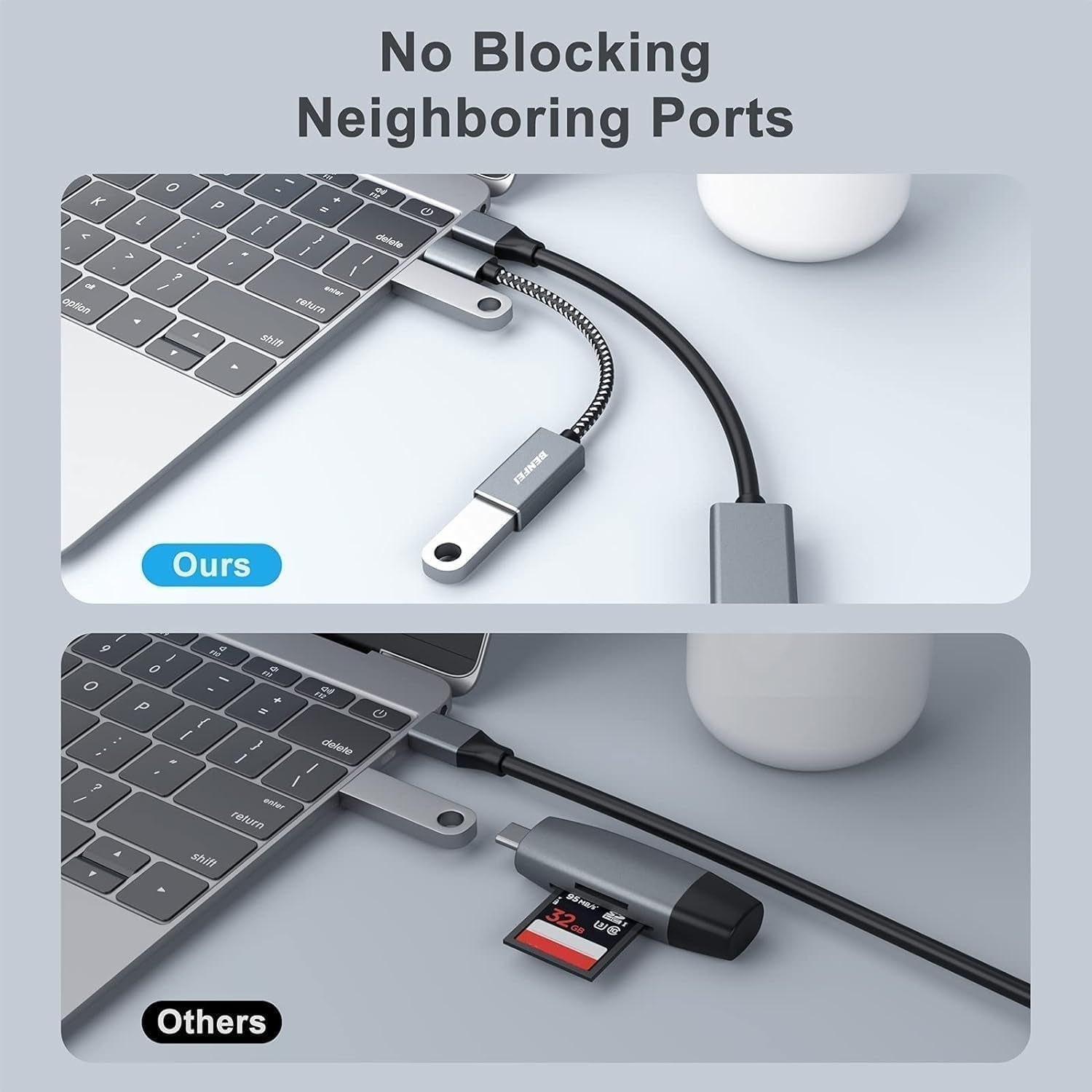 BENFEI 262GY-2P USB 3.0 USB-C to USB-A Adapter (2-pack) V28-ELEBEN262GY2P