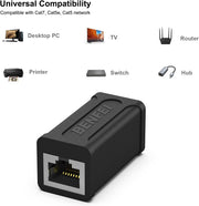BENFEI RJ45 Inline Coupler, Cat7 Cat6 Cat5e Ethernet Coupler Female to Female V28-ELEBEN264BK