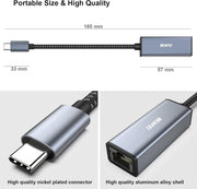 BENFEI USB-C to Ethernet Adapter (Thunderbolt 3 to RJ45) V28-ELEBEN269GY