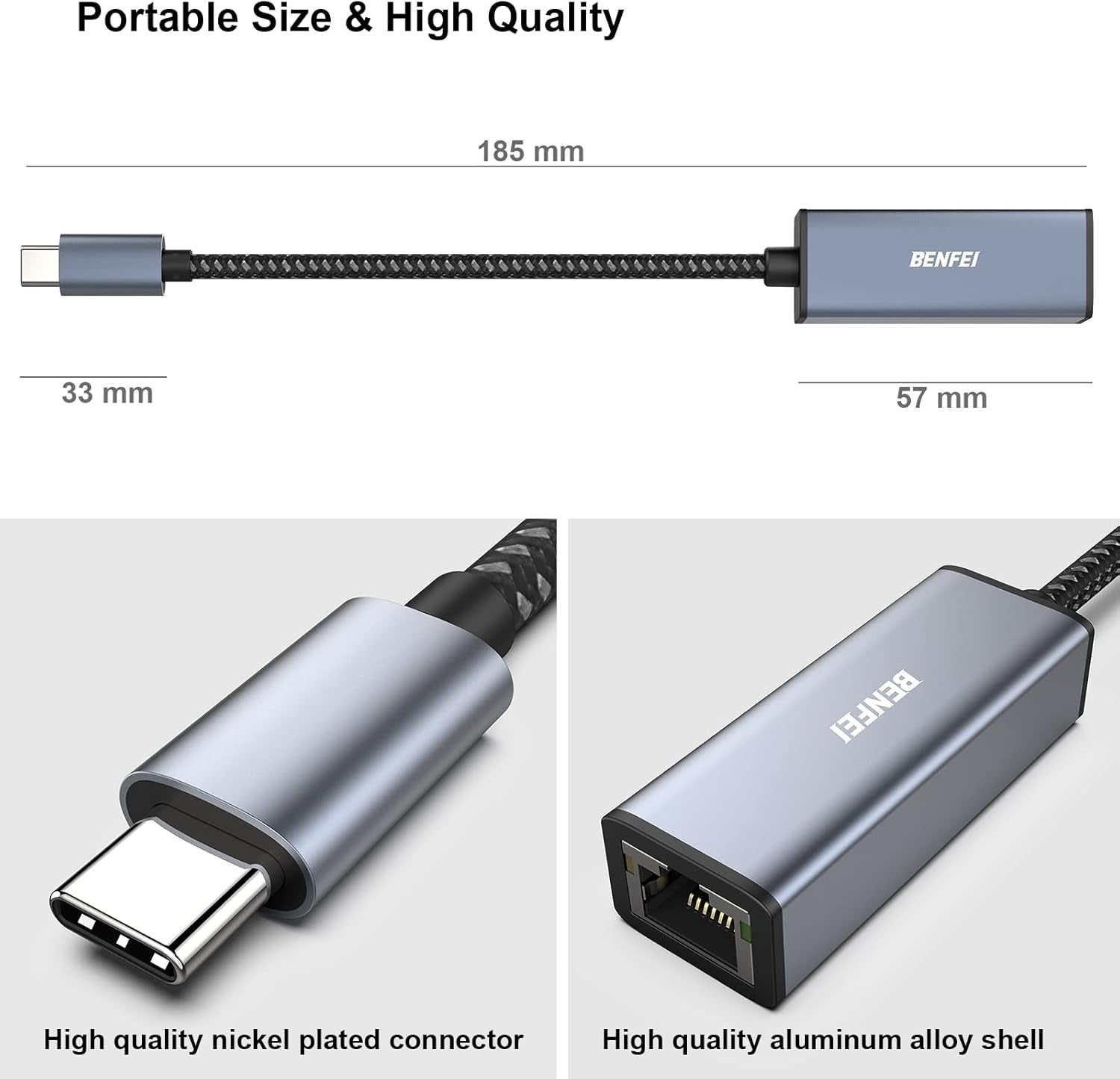 BENFEI USB-C to Ethernet Adapter (Thunderbolt 3 to RJ45) V28-ELEBEN269GY