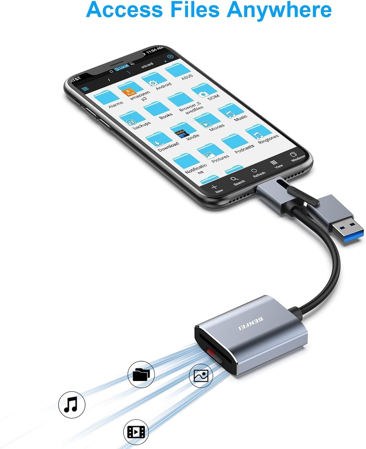 BENFEI USB Type-C/Type-A to SD TF Card Reader V28-ELEBEN271GY