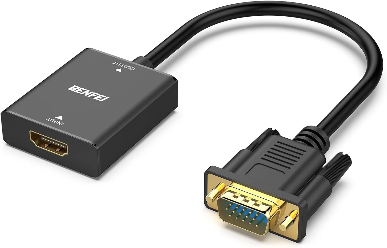 BENFEI HDMI to VGA, Uni-Directional HDMI Computer to VGA Monitor Adapter (Female to Male) with 3.5mm Audio V28-ELEBEN272BK