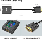 BENFEI HDMI to VGA, Uni-Directional HDMI Computer to VGA Monitor Adapter (Female to Male) with 3.5mm Audio V28-ELEBEN272BK