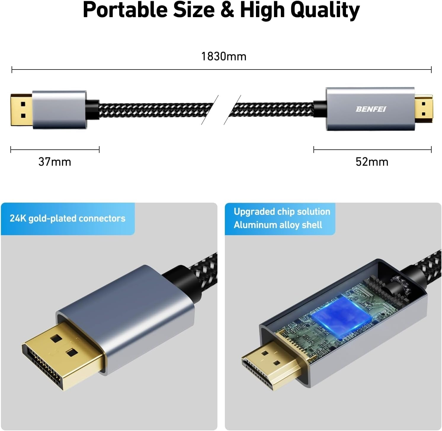 BENFEI 4K DisplayPort to HDMI 90cm Cable V28-ELEBEN273GY3F