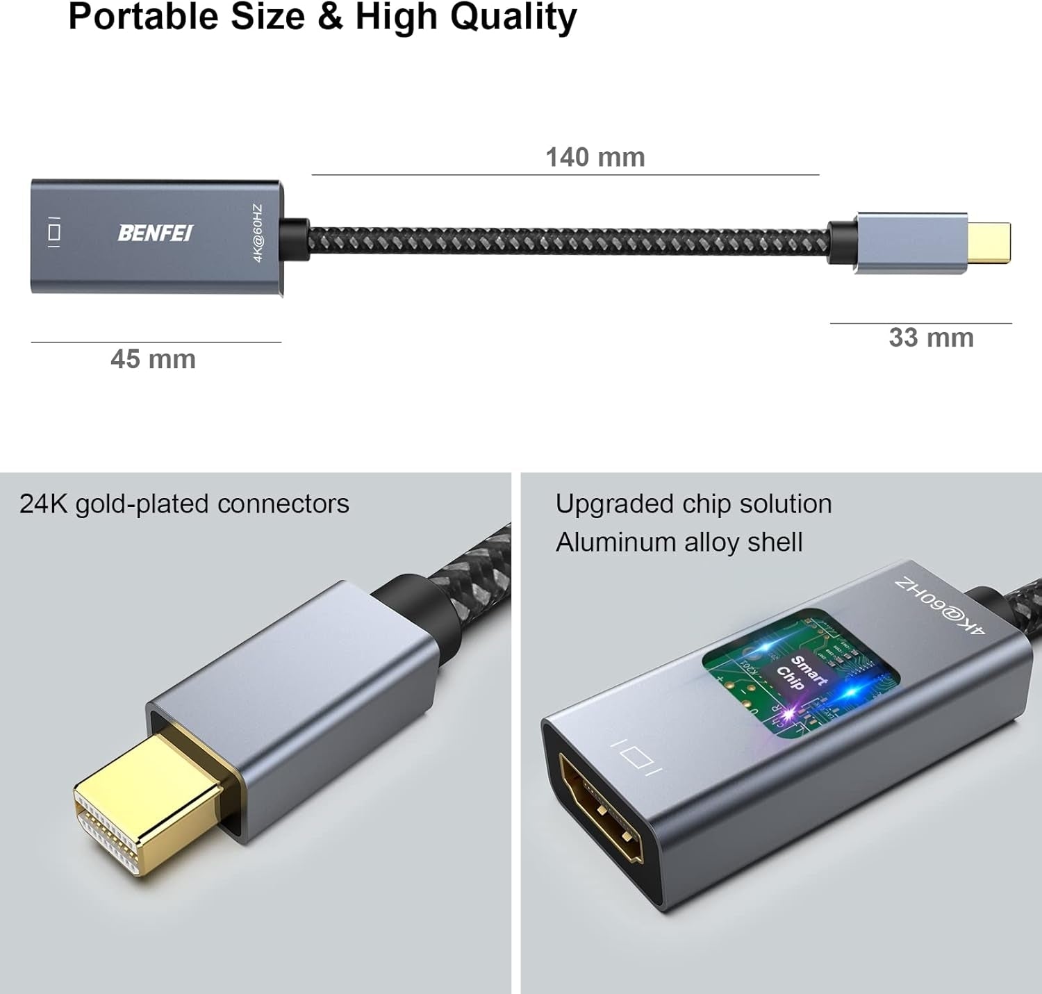 BENFEI Mini DP to HDMI Adapter (Thunderbolt Compatible) V28-ELEBEN287GY