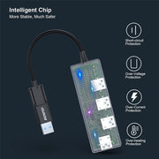BENFEI 000291BK 4-Port USB 3.0 Ultra Flat Data Hub, USB C Hub with 4 Ports USB 3.0 Adapter V28-ELEBEN291BK