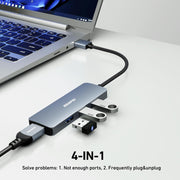 BENFEI USB 3.0 4-port Hub USB A Splitter Ultra-Slim V28-ELEBEN305GY