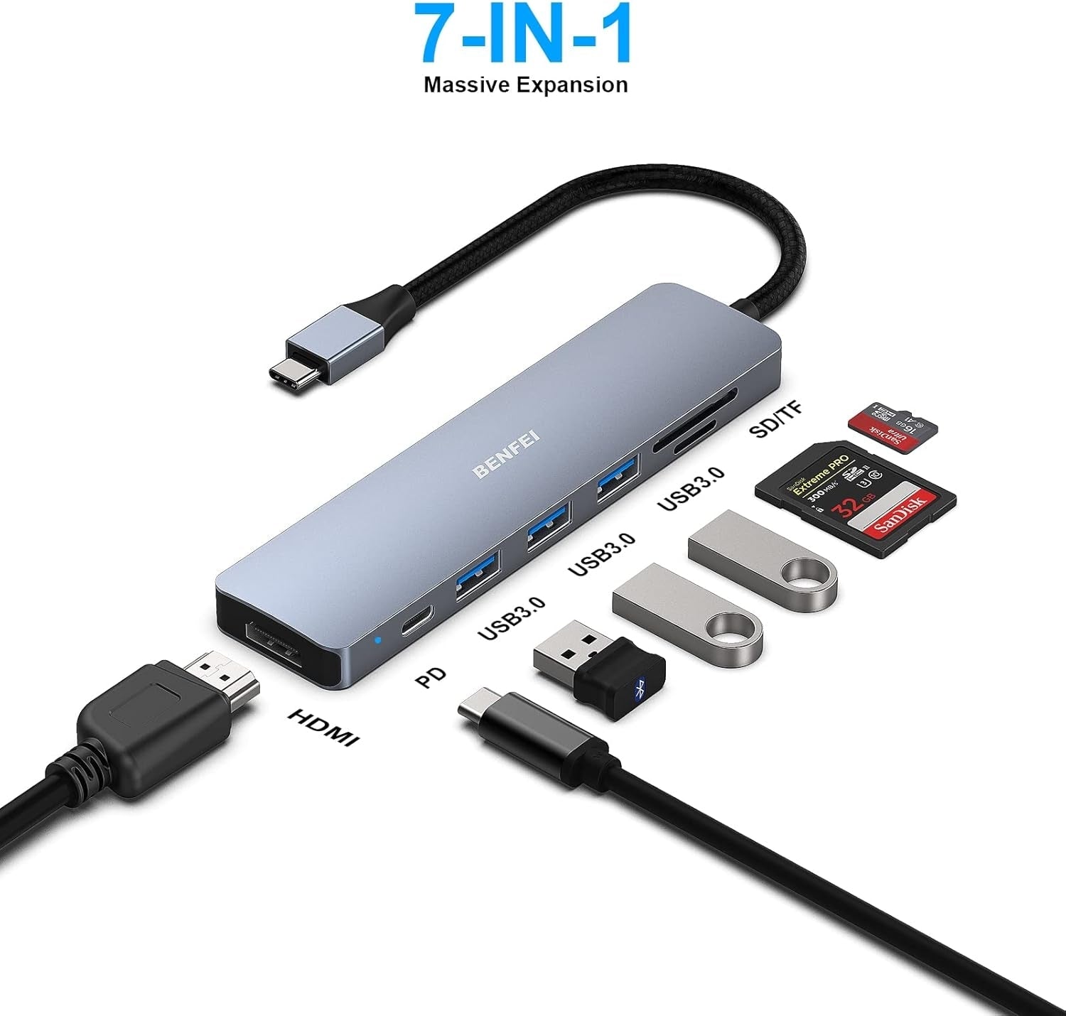 BENFEI USB C HUB 7-in-1 V28-ELEBEN307GY
