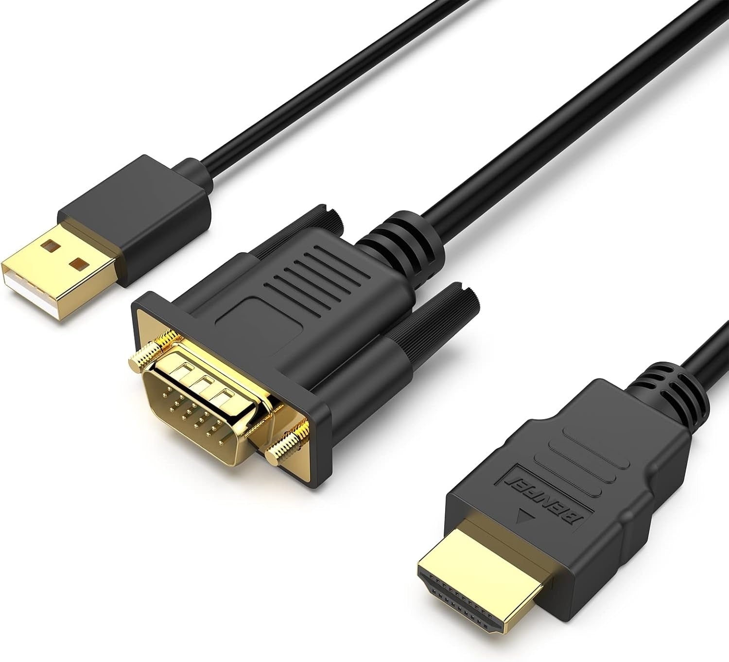 BENFEI 324BK VGA to HDMI Cable with Audio, 1080P Uni-Directional 1.8M V28-ELEBEN324BK