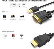 BENFEI 324BK VGA to HDMI Cable with Audio, 1080P Uni-Directional 1.8M V28-ELEBEN324BK