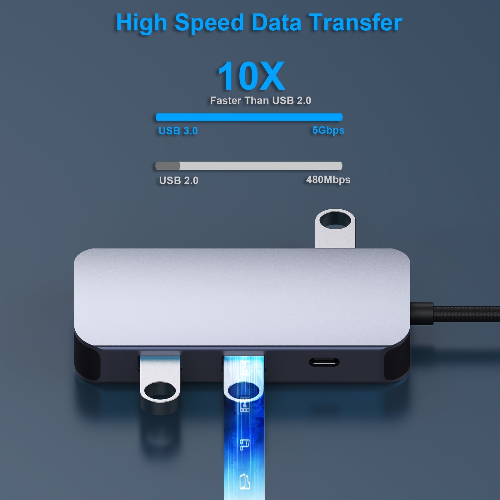 BENFEI 335GY USB-C Hub with Triple Display, 8-in-1 Docking Station (100W PD, Dual 4K HDMI, VGA, 3x USB 3.0) V28-ELEBEN335GY