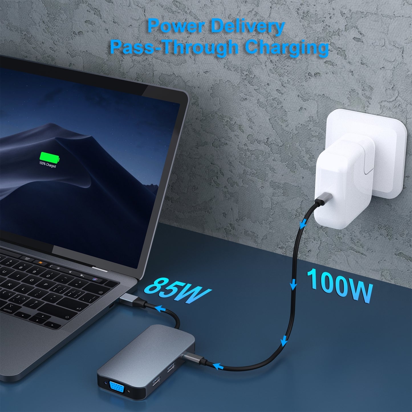 BENFEI 335GY USB-C Hub with Triple Display, 8-in-1 Docking Station (100W PD, Dual 4K HDMI, VGA, 3x USB 3.0) V28-ELEBEN335GY
